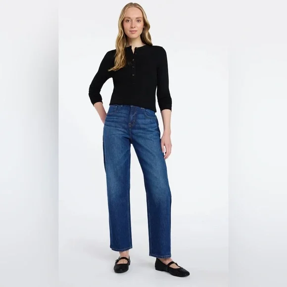 👖🌼2 for $45🌼👖 NWT Classic Relaxed fit Straight Leg Tuxedo Jeans in Dark Blue - Picture 3 of 10